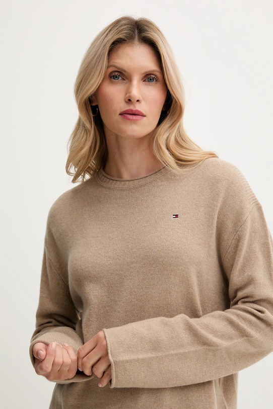 Шерстяной свитер Tommy Hilfiger бежевый WW0WW46438