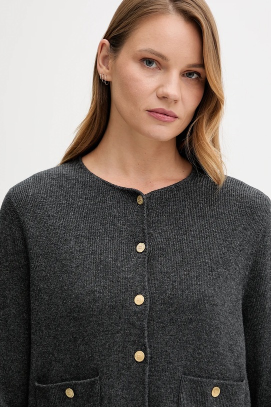 Vlnený kardigán Tommy Hilfiger sivá WW0WW46441