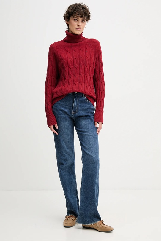 Шерстяной свитер Tommy Hilfiger бордо WW0WW46791
