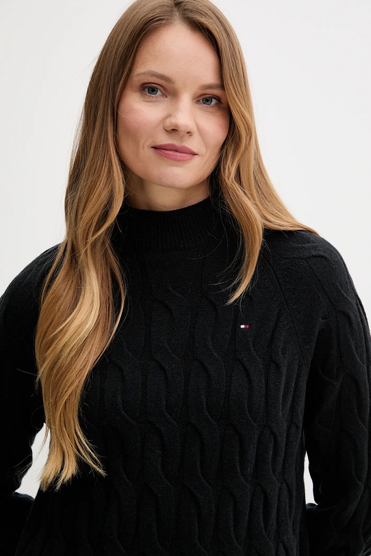 Vlnený sveter Tommy Hilfiger čierna WW0WW46791