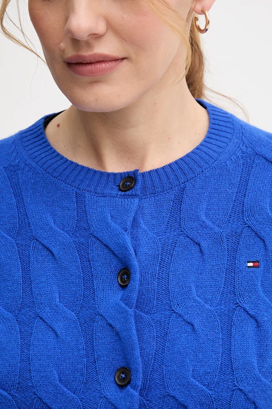 Вовняний кардиган Tommy Hilfiger WW0WW47463 блакитний