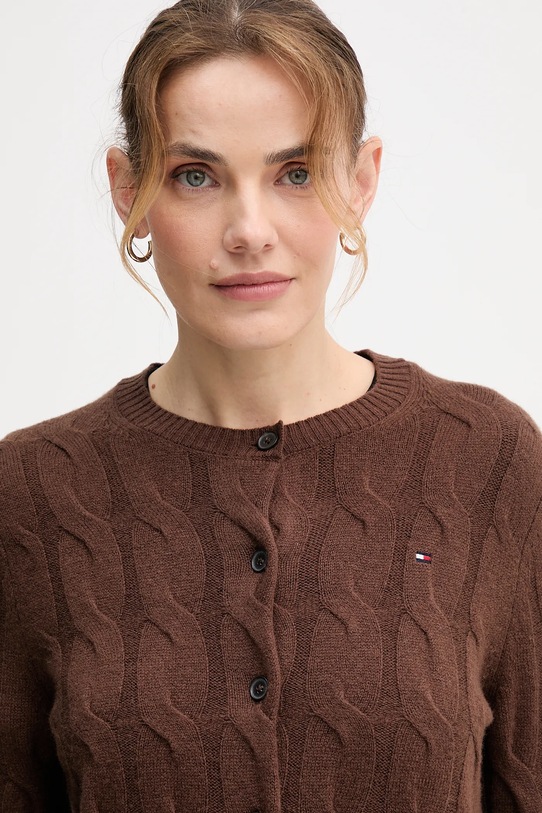 Вовняний кардиган Tommy Hilfiger коричневий WW0WW47463