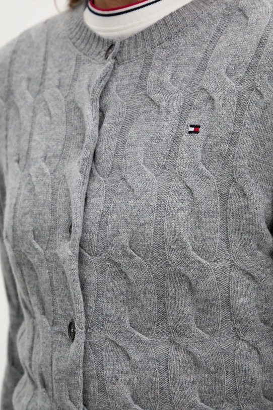 Vlnený kardigán Tommy Hilfiger WW0WW47463 sivá