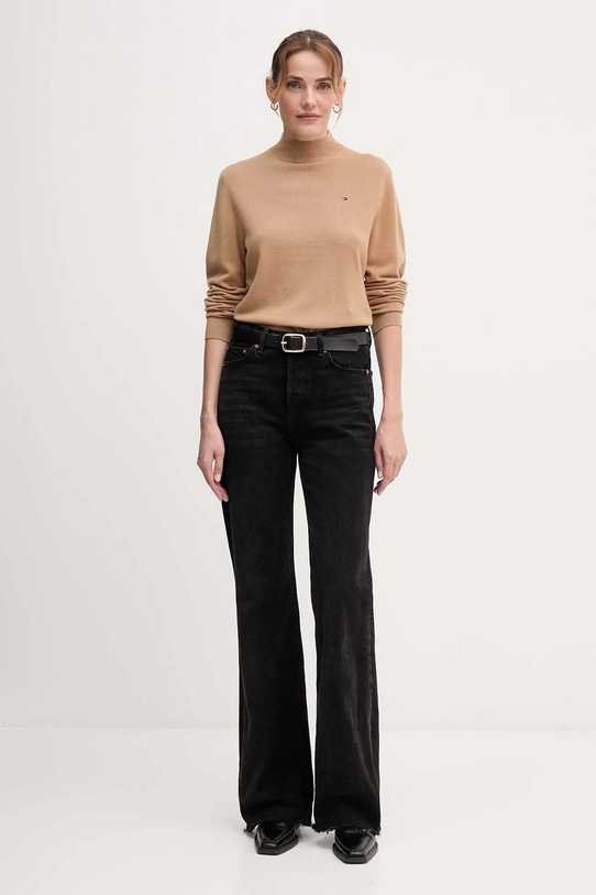 Vlnený sveter Tommy Hilfiger WW0WW47468 béžová AW25