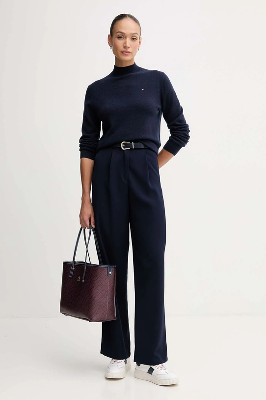 Шерстяной свитер Tommy Hilfiger WW0WW47468 тёмно-синий AW25