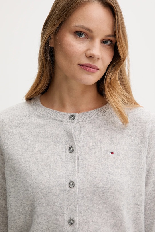 Vlnený kardigán Tommy Hilfiger sivá WW0WW47469