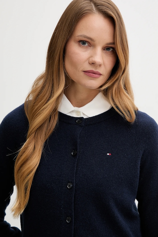 Μάλλινη ζακέτα Tommy Hilfiger σκούρο μπλε WW0WW47469