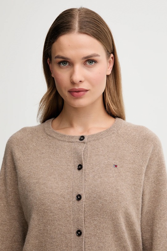 Tommy Hilfiger kardigan wełniany beżowy WW0WW47469