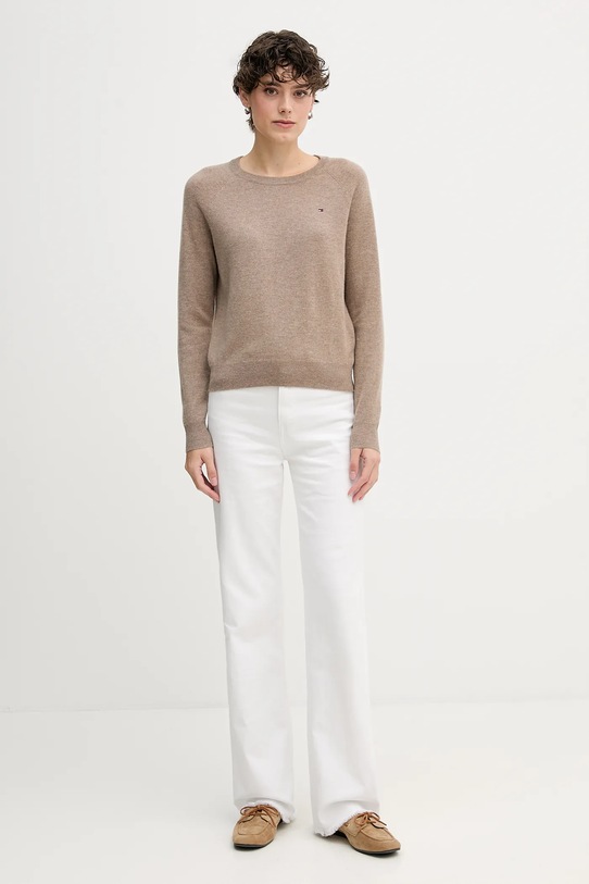 Tommy Hilfiger sweter wełniany WW0WW47470 brązowy AW25