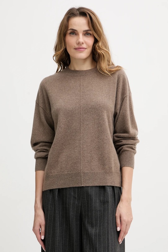 BOSS sweter kaszmirowy okrągły brązowy 50547883