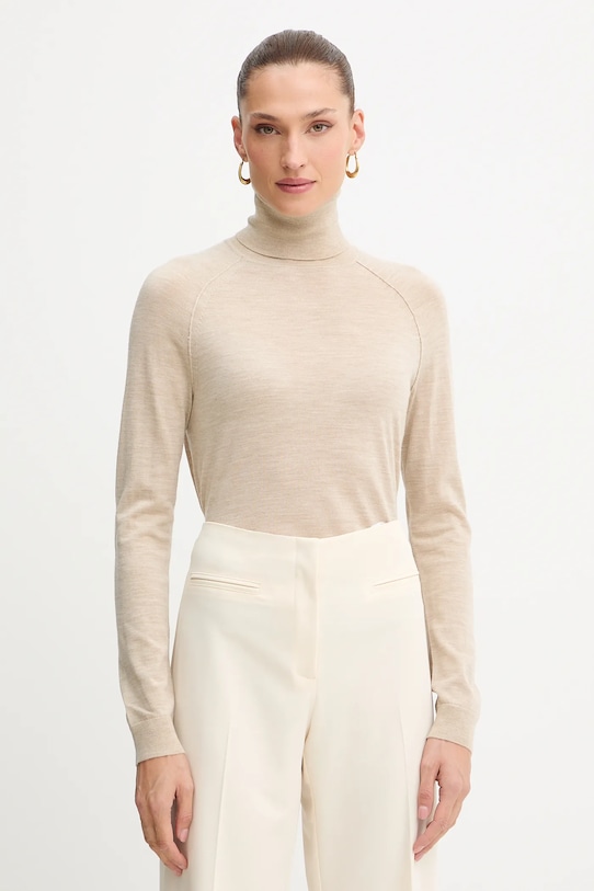 BOSS sweter wełniany wełna beżowy 50548298