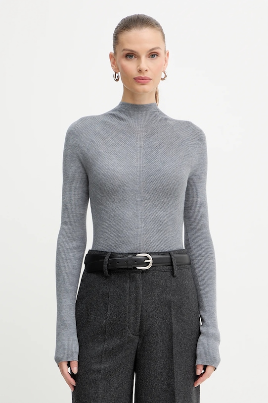 Вовняний светр BOSS меланж сірий 50549166