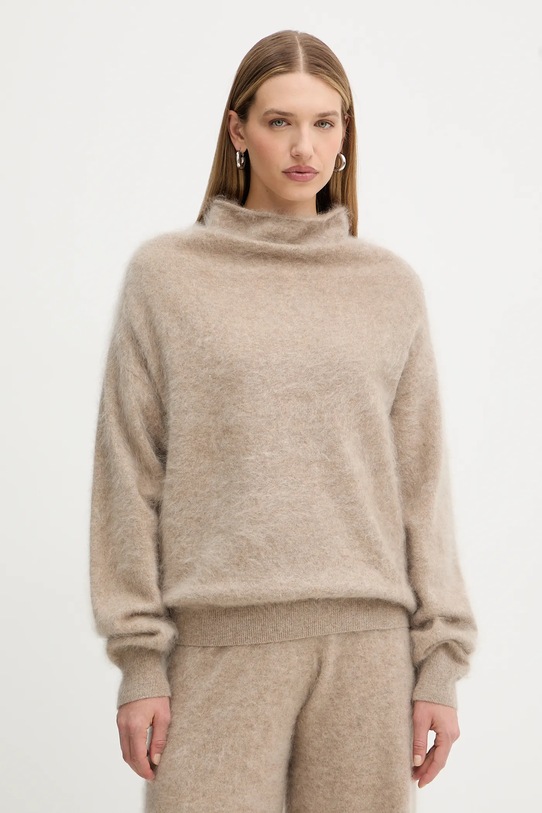 BOSS sweter kaszmirowy wełna beżowy 50550806