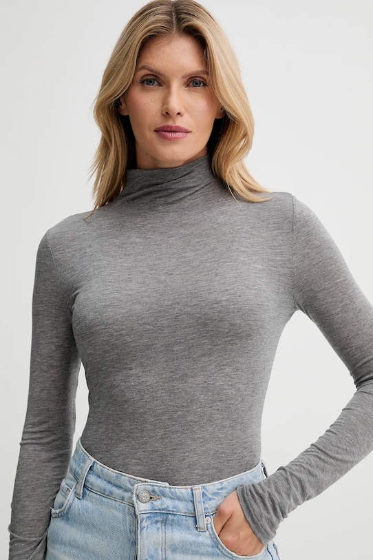 Calvin Klein longsleeve z dodatkiem wełny szary LV044D239G