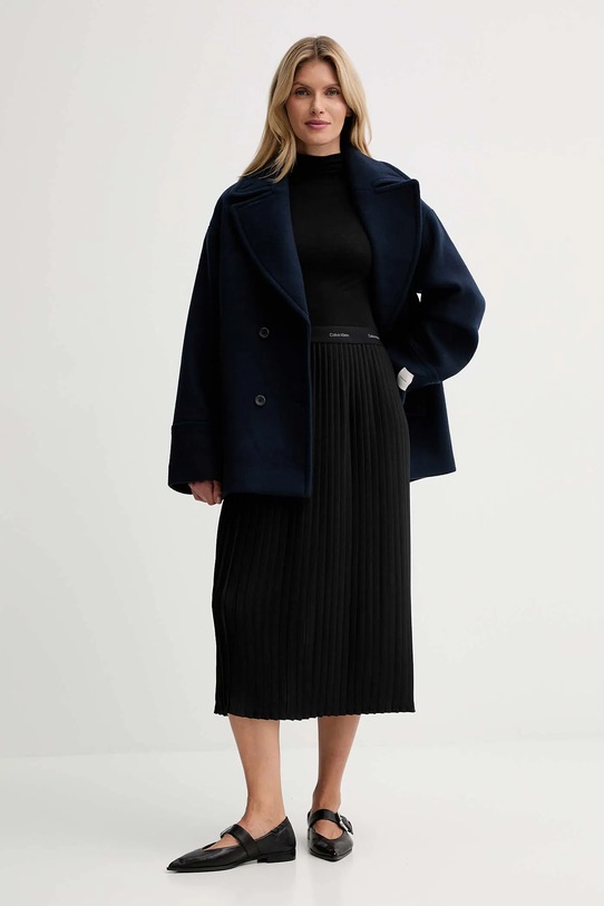 Calvin Klein longsleeve z dodatkiem wełny LV044D239G czarny AW25