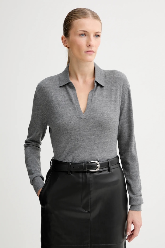 Calvin Klein pulover din amestec de lână subtiri gri LV044A305G