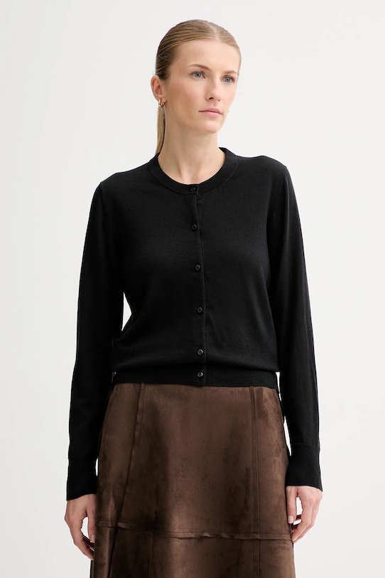 Calvin Klein kardigan wełniany wełna czarny LV044D323G