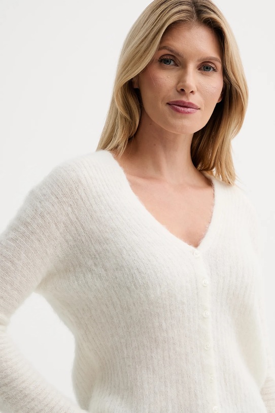 Calvin Klein kardigan z dodatkiem wełny beżowy LV044D344G
