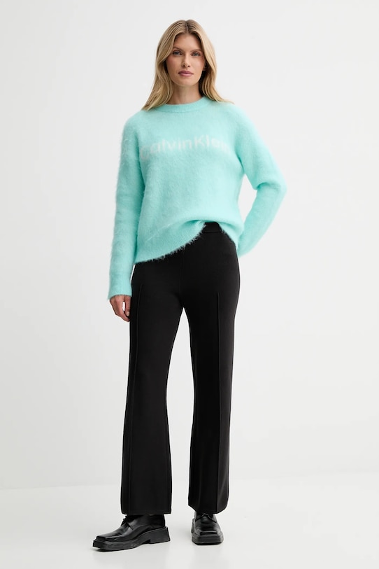 Calvin Klein sweter z dodatkiem wełny LV044D359G turkusowy AW25