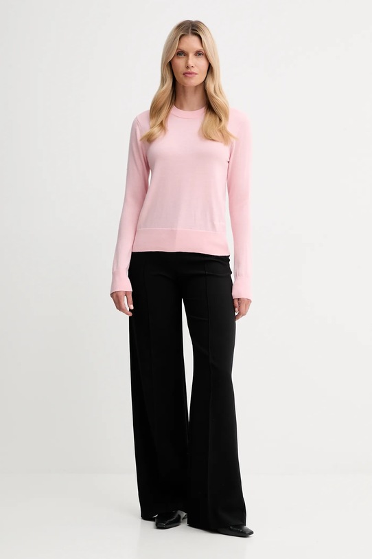 Calvin Klein sweter z dodatkiem wełny LV044D370G różowy AW25