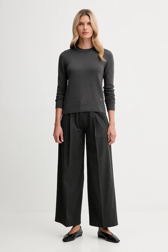 Calvin Klein sweter z dodatkiem wełny LV044D370G szary AW25