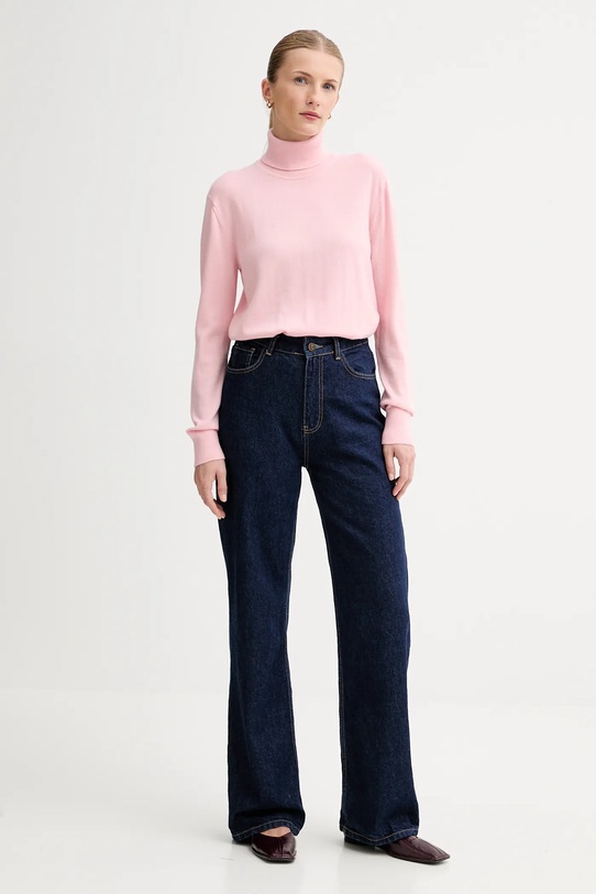 Calvin Klein sweter z dodatkiem wełny LV044D371G różowy AW25