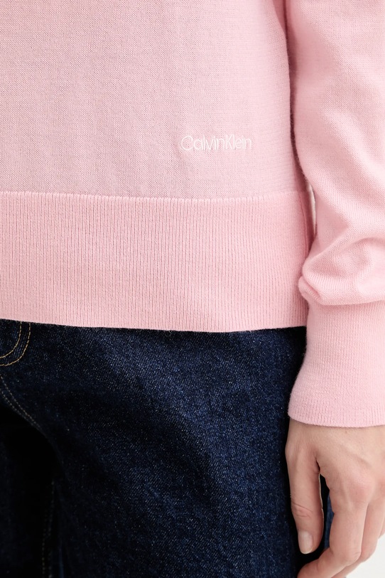 Calvin Klein sweter z dodatkiem wełny LV044D371G różowy