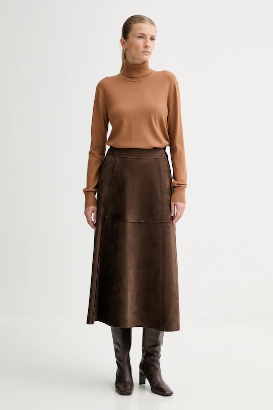 Calvin Klein sweter z dodatkiem wełny LV044D371G brązowy AW25