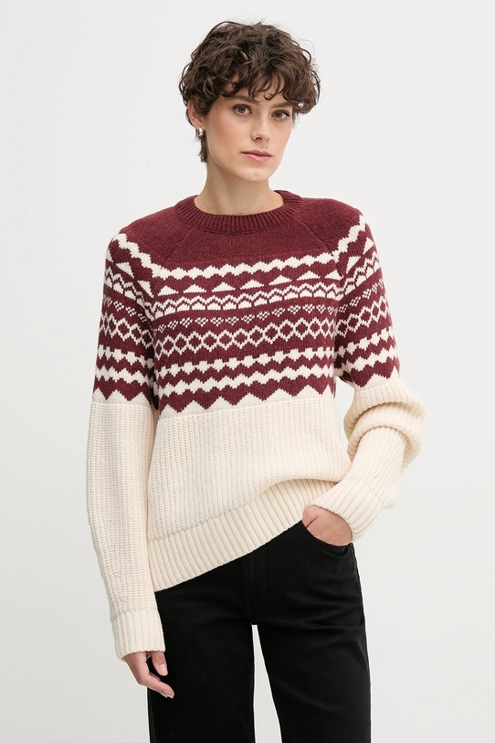 Barbour sweter z dodatkiem wełny MABEL okrągły czerwony LKN1684