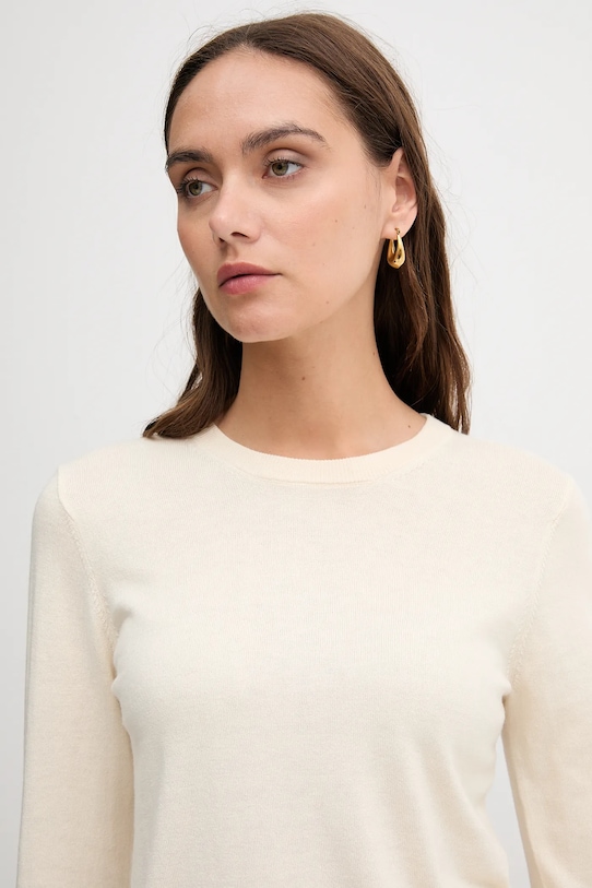 Barbour sweter z wełną CARLBY LKN1686 beżowy