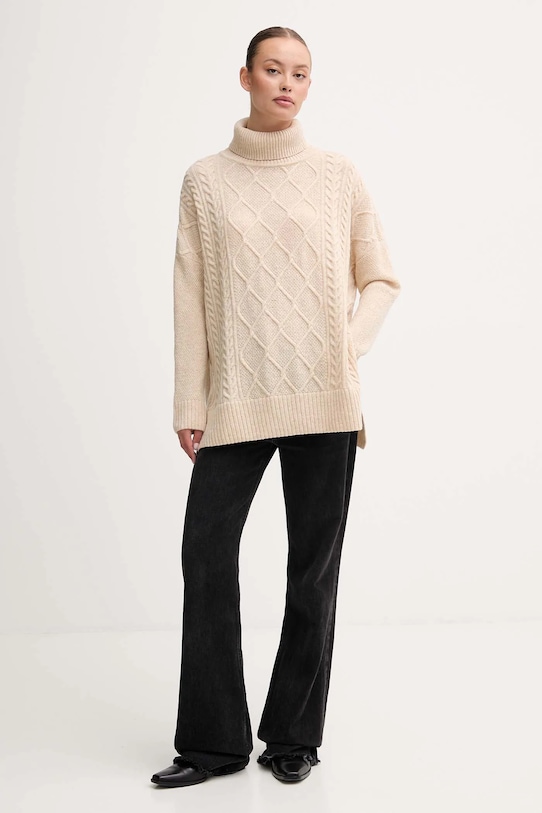 Barbour sweter z dodatkiem wełny LKN1261 beżowy AW25