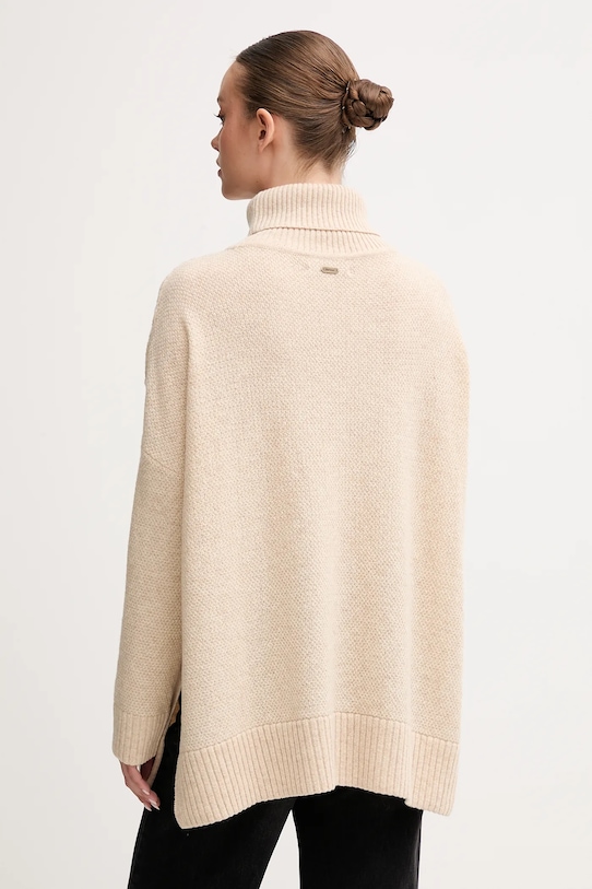 Odzież Barbour sweter z dodatkiem wełny LKN1261 beżowy