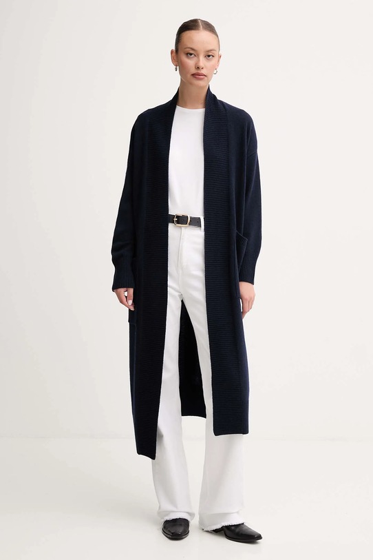 Barbour kardigan z dodatkiem wełny LUNA cienka granatowy LKN1661