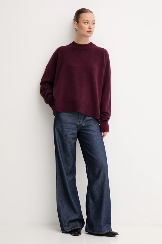 Barbour sweter wełniany LEONIE LKN1706 bordowy AW25