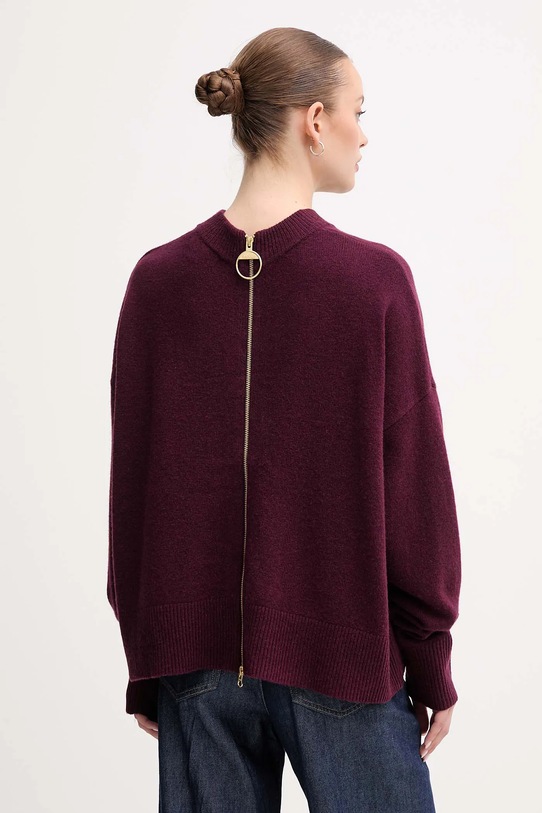 Odzież Barbour sweter wełniany LEONIE LKN1706 bordowy