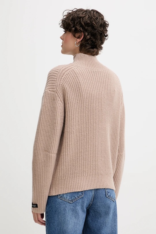 Odzież Calvin Klein Jeans sweter z dodatkiem wełny LV044D329G brązowy