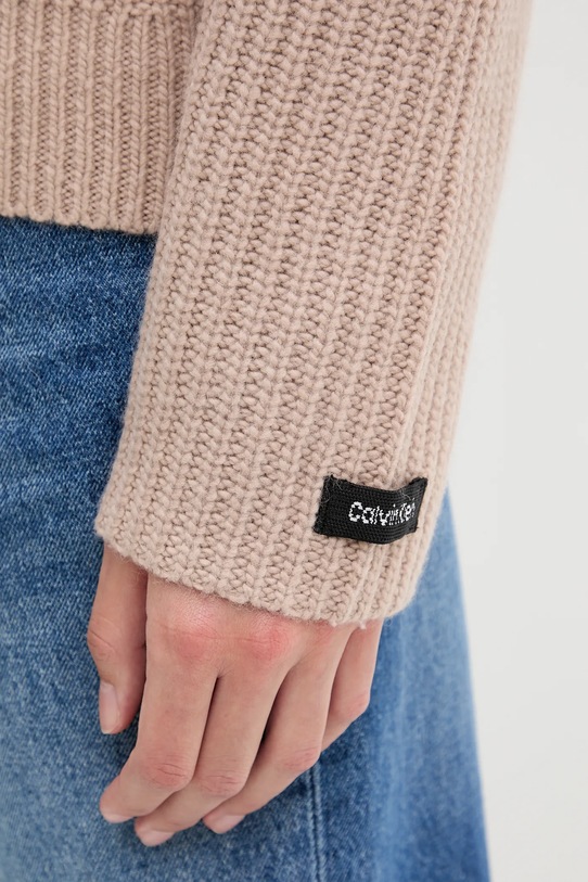 Calvin Klein Jeans sweter z dodatkiem wełny LV044D329G brązowy
