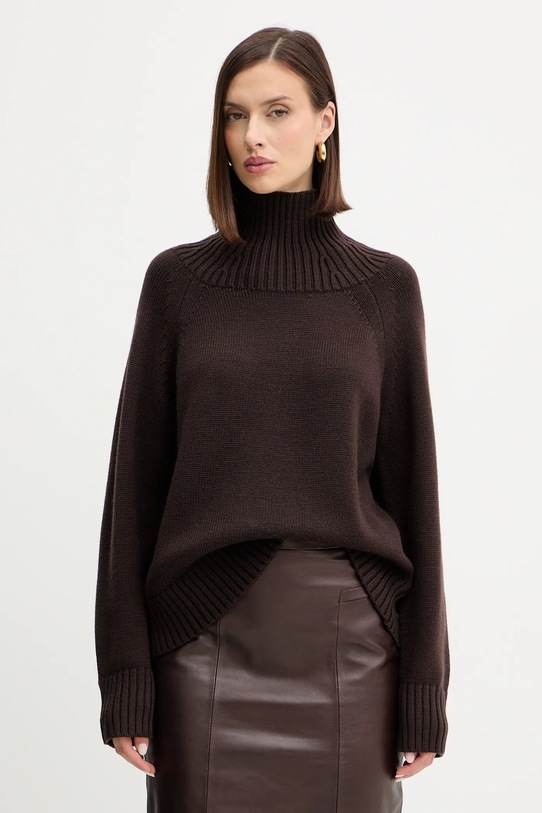 MICHAEL Michael Kors sweter wełniany wełna brązowy MF561CGF2G