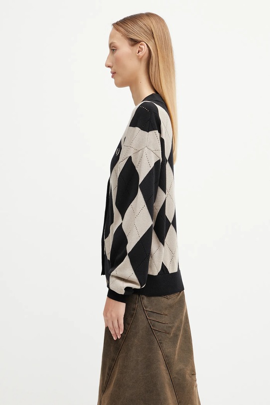 Fred Perry kardigan z wełną K1119 czarny AW25