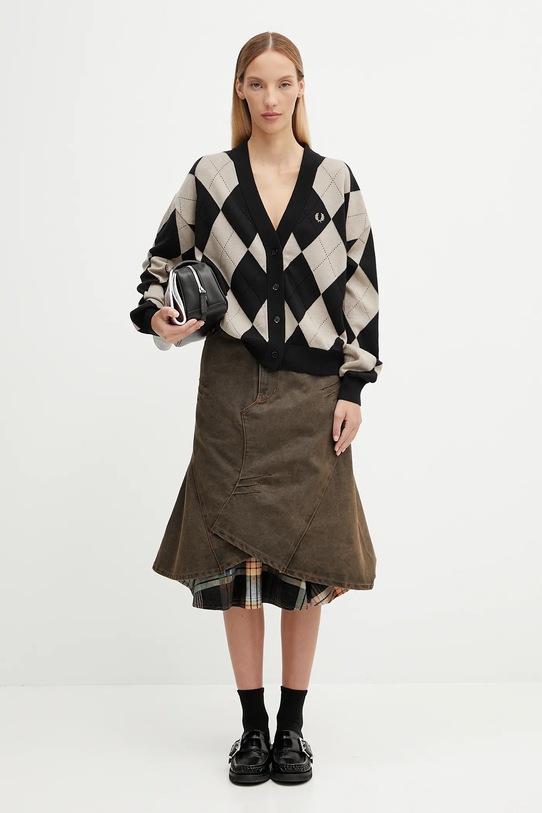 Vuneni kardigan Fred Perry K1119 crna