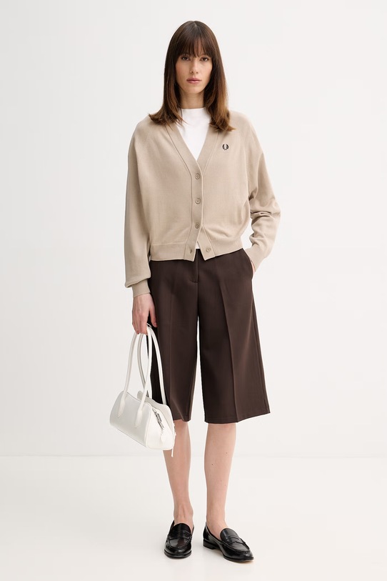 Fred Perry kardigan bawełniany K1120 beżowy AW25