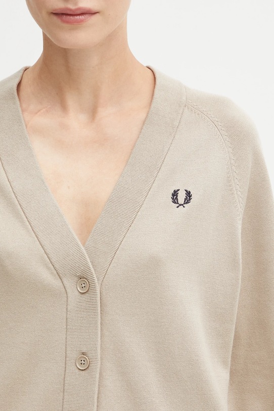 Pamučni kardigan Fred Perry bež K1120