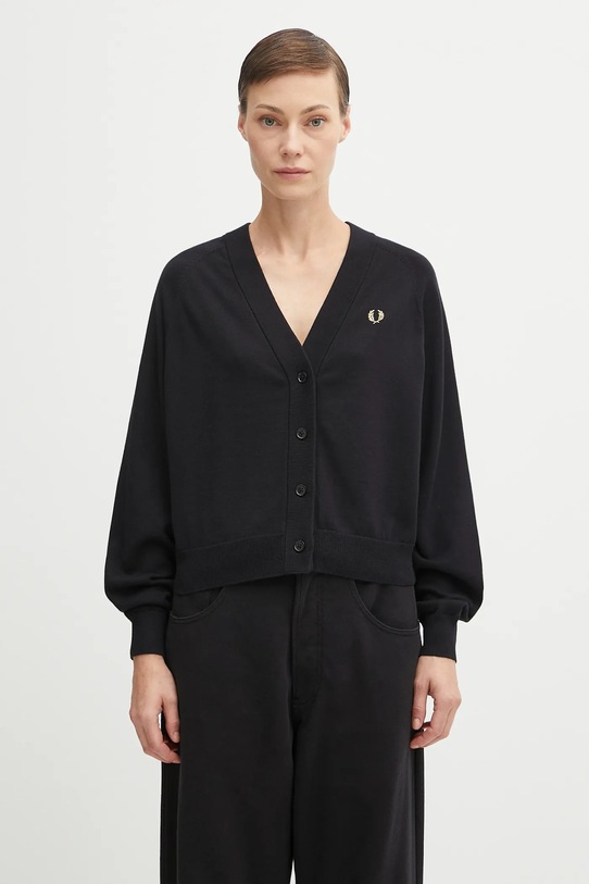 Fred Perry kardigan bawełniany gładkie czarny K1120
