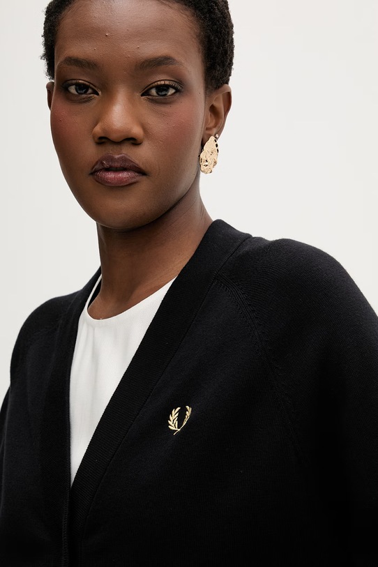 Fred Perry kardigan bawełniany czarny K1120