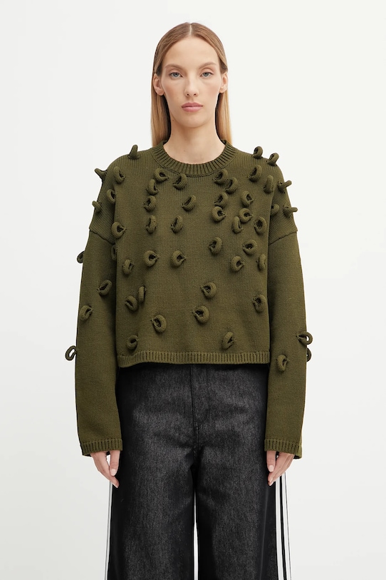Светр JW Anderson Cropped Loop Jumper інші зелений KW1446.YN0417