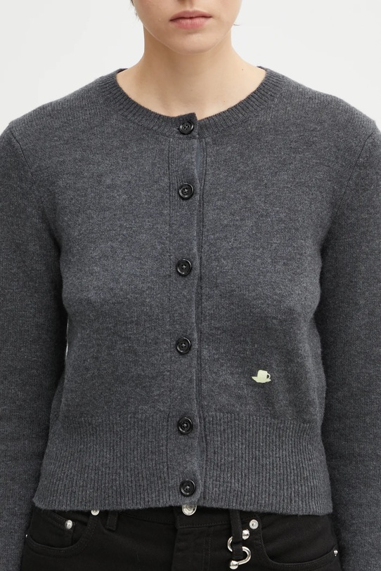 JW Anderson kardigan wełniany Contrast Embroidery Cardigan szary KW1447.YN0447