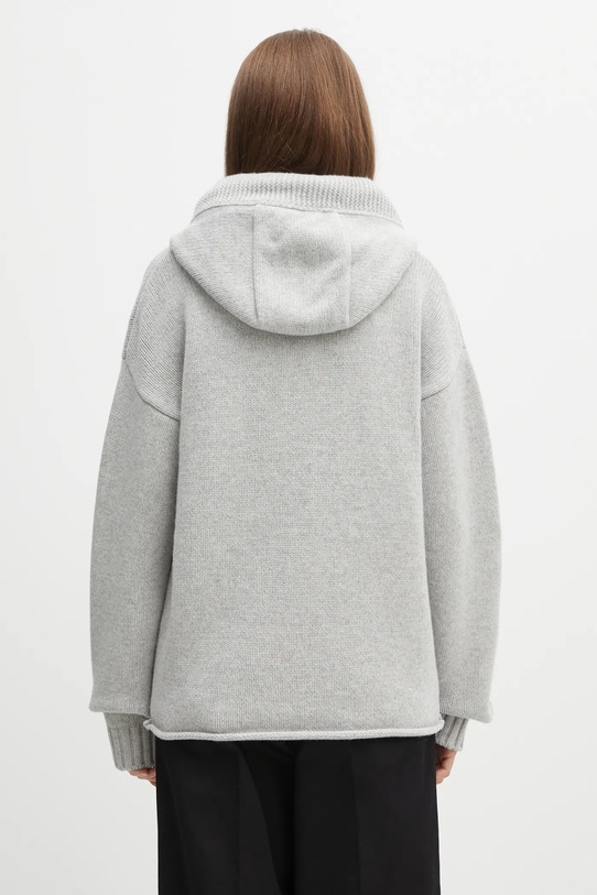 Odzież JW Anderson kardigan wełniany Anchor Embroidery Zipped KW1499.YN0412 szary