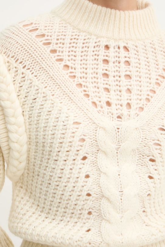 BOSS Orange sweter z dodatkiem wełny beżowy 50548951