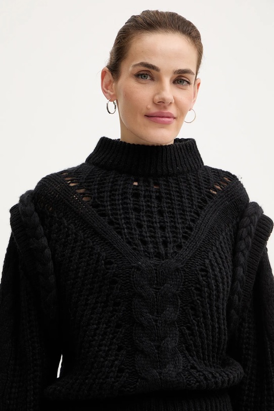 BOSS Orange sweter z dodatkiem wełny czarny 50548951