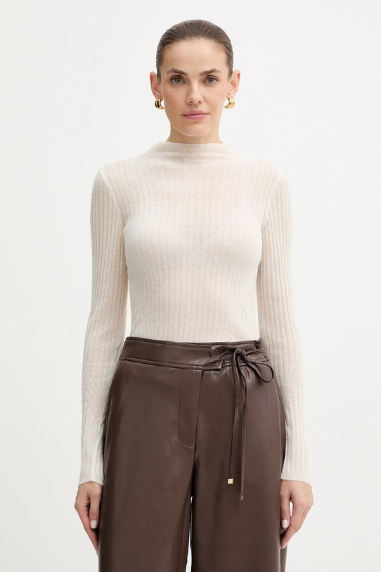 BOSS Orange sweter z dodatkiem wełny półgolf beżowy 50549391